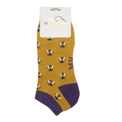 Miss Sparrow Trainer Mens Socks Bamboo Bees yellow