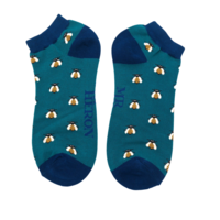 Miss Sparrow Trainer Mens Socks Bamboo Bees teal