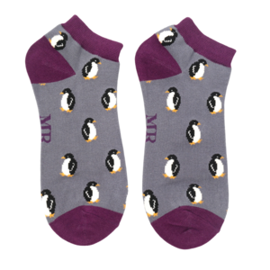 Miss Sparrow Trainer Männer-Socken Bamboo Little Penguis grey