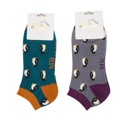 Miss Sparrow Trainer Männer-Socken Bamboo Little Penguis teal