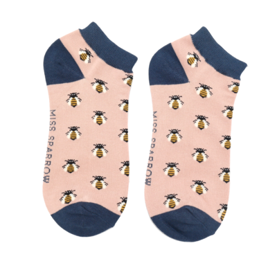 Miss Sparrow Trainer Socks Bamboo Honey Bees dusky pink