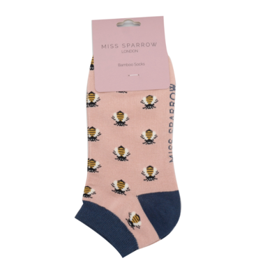 Miss Sparrow Trainer Socks Bamboo Honey Bees dusky pink