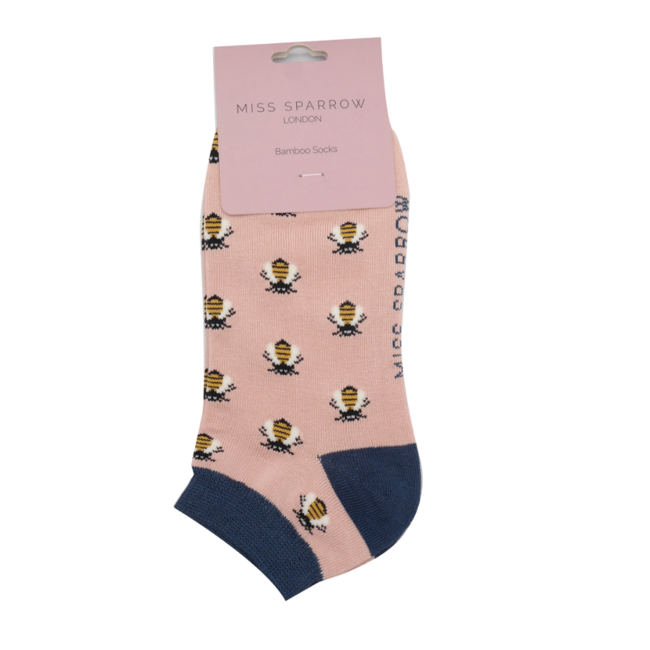Trainer Socks Bamboo Honey Bees dusky pink
