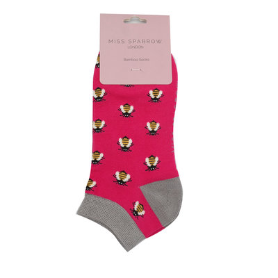 Miss Sparrow Trainer Socks Bamboo Honey Bees hot pink