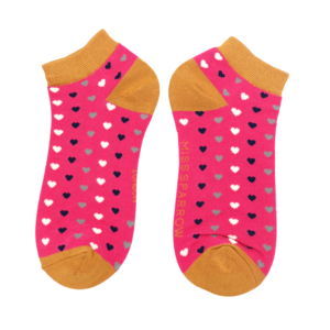 Miss Sparrow Trainer Socks Bamboo Hearts hot pink