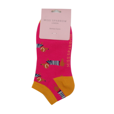 Miss Sparrow Trainer Socken Bamboo Parisian Pups hot pink