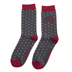 Miss Sparrow Mens Socks Bamboo Bike & Spots charcoal