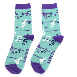 Miss Sparrow Mens Socks Bamboo Music Notes green