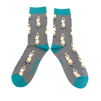 Miss Sparrow Männer-Socken Bamboo Meerkats grey