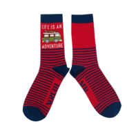 Miss Sparrow Mens Socks Bamboo Adventure Van red