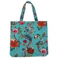 Powell Craft Canvas Bag XL Exotic Flower teal
