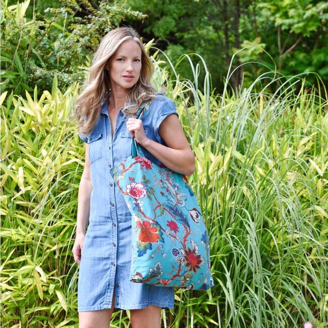Canvas Bag XL Exotic Flower teal