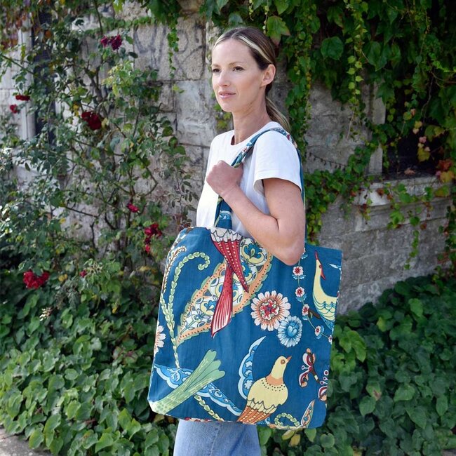 Canvas Bag XL Exotic Bird blue