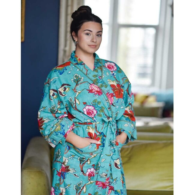 Dressing gown Exotic Bird teal