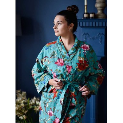 Powell Craft Dressing gown Exotic Bird teal