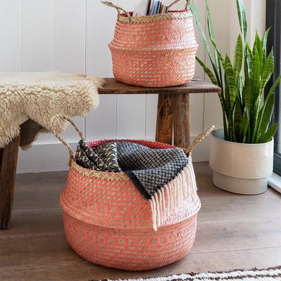 Rex London Basket Seagrass Small coral