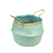 Rex London Basket Seagrass Small turquoise