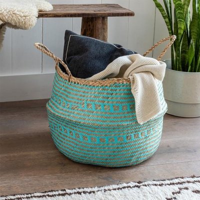 Rex London Basket Seagrass Large turquoise