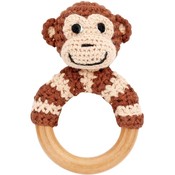 Sindibaba Rattle wooden ring Monkey brown (organic cotton)