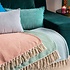 Rex London Velvet pillow with pompoms aqua