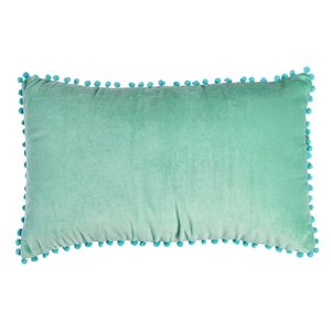 Rex London Velvet pillow with pompoms aqua