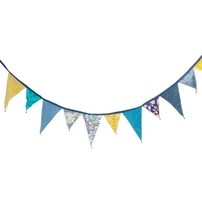 Talking Tables Bunting Fabric Upcycled Souk blue/yellow
