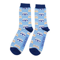 Miss Sparrow Mens Socks Bamboo Campervans denim