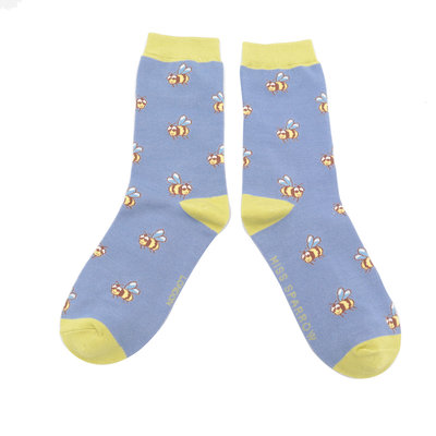 Miss Sparrow Socken Bamboo Cute Bees cornflower