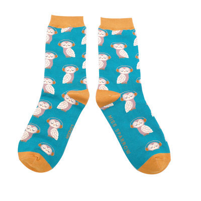 Miss Sparrow Socken Bamboo Funky Owls teal