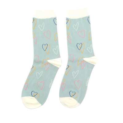 Miss Sparrow Socken Bamboo Sketch Hearts duck egg