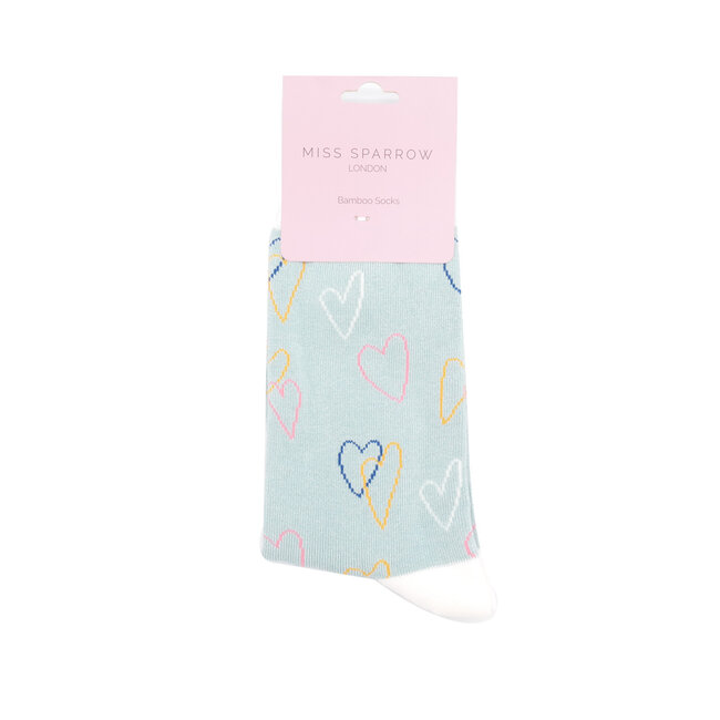 Socks Bamboo Sketch Hearts duck egg