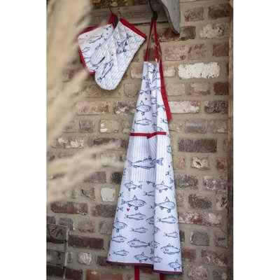 Clayre & Eef Tea towel Fishes blue/red