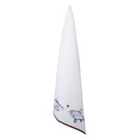 Clayre & Eef Tea towel Fishes/Stripes  blue/red