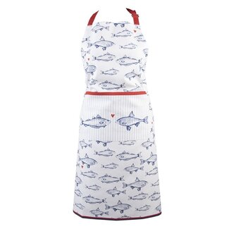 Clayre & Eef Kitchen apron Fishes blue/red