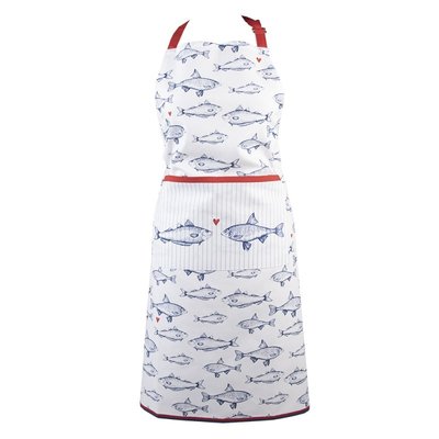 Clayre & Eef Kitchen apron Fishes blue/red