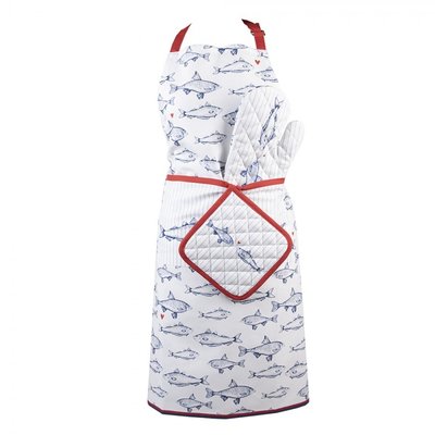 Clayre & Eef Kitchen apron Fishes blue/red