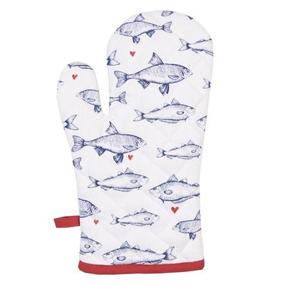 Clayre & Eef Oven mitt Fishes blue/red