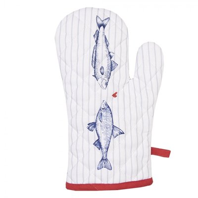 Clayre & Eef Oven mitt Fishes blue/red