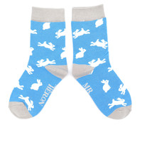 Miss Sparrow Kids Socks Bamboo Boys Bunnies sky blue  7-9Y