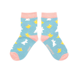 Miss Sparrow Kids Socks Bamboo Girls Chick & Bunny duck egg 2-3Y