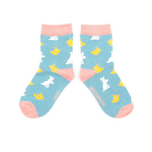 Miss Sparrow Kindersocken Bamboo Girls Chick & Bunny duck egg 2-3Y