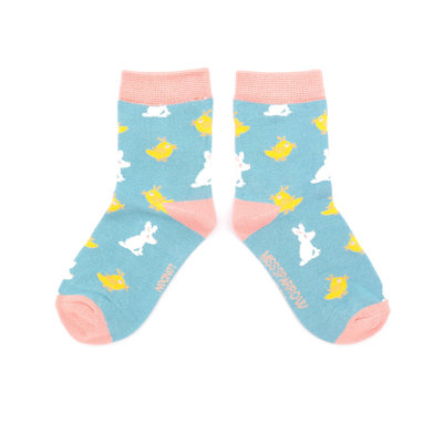 Miss Sparrow Kids Socks Bamboo Girls Chick & Bunny duck egg 2-3Y