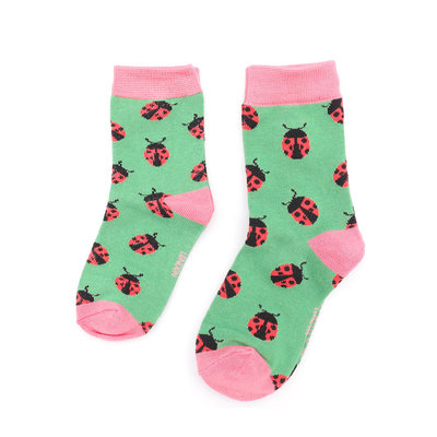 Miss Sparrow Kids Socks Bamboo Girls Ladybirds green 2-3Y