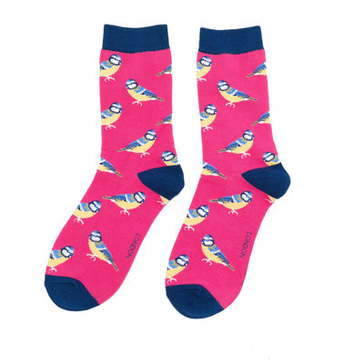 Miss Sparrow Socken Bamboo Bluetits hot pink