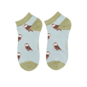 Miss Sparrow Trainer Socks Bamboo Cute Owls duck egg