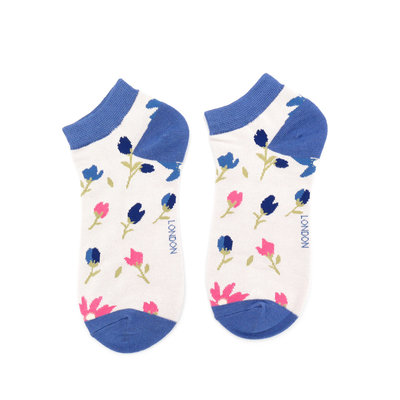 Miss Sparrow Trainer Socks Bamboo Ditsy Floral silver