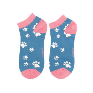 Miss Sparrow Trainer Socks Bamboo Paw Prints denim