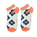 Miss Sparrow Trainer Socks Bamboo Retro Flowers duck egg