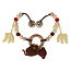 Stroller chain with rattle Monkey brown (organic cotton)  2-in-1