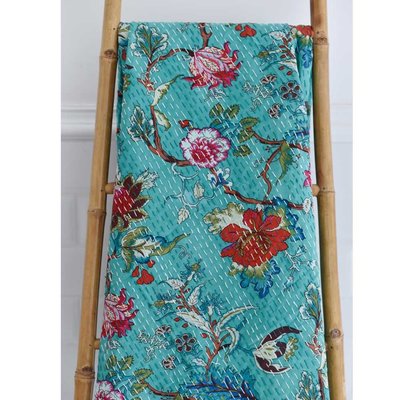 Powell Craft Kantha Decke Exotic Bird teal